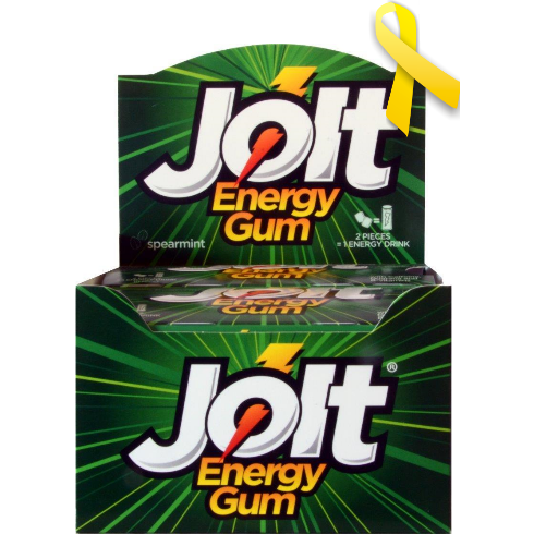 Yellow Ribbon Jolt Energy Gum  Spearmint 12 Packs